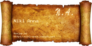 Nikl Anna névjegykártya